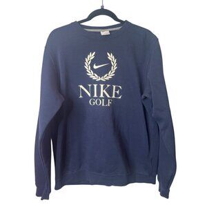 Nike Golf Navy Crewneck Sweatshirt | Laurel Wreath Logo Pullover Size M